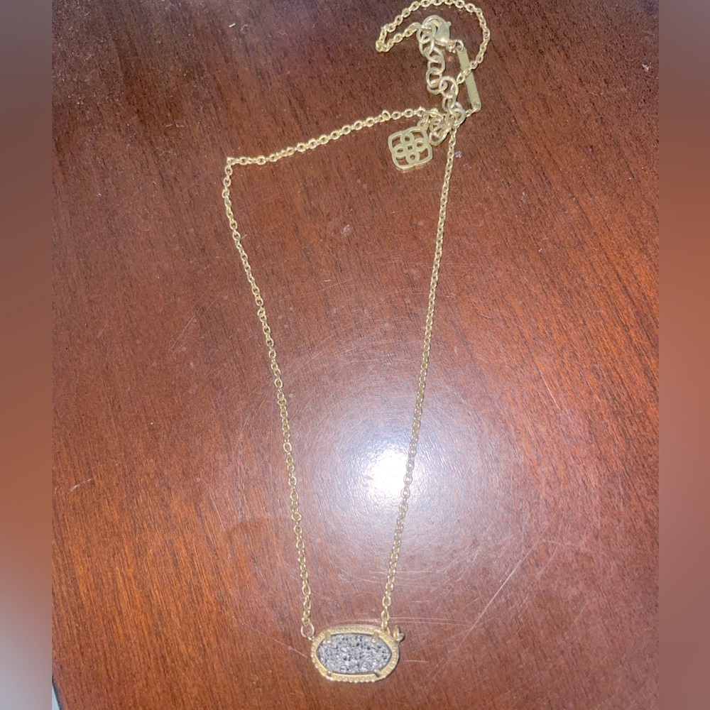 Kendra Scott Elisa Gold pendant necklace material “Platinum Drusy”